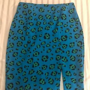 Blue cheetah print pencil skirt